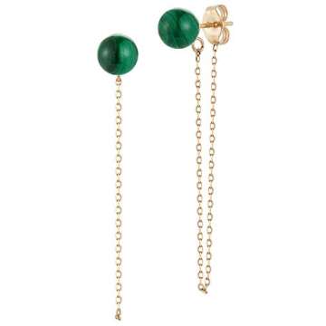 MATEO New York Womens Malachite Stud w Chain Drop Earring