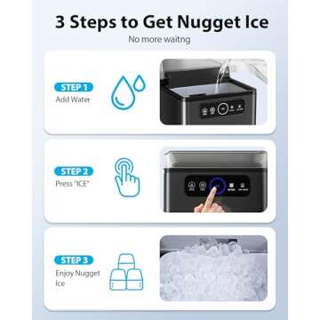 Aeitto Nugget Ice Maker Countertop, Pellet Ice Machine Soft Chewable Ice 40lbs/Day, One-Click Operation, Auto Self-Cleaning Crushed Ice Makers Stainless with Scoop for Home/Kitchen/Office (Black)