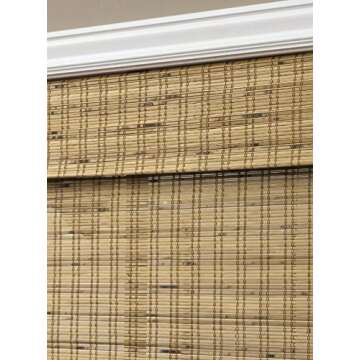 ARLO BLINDS Sheer Bamboo Roman Shades with Valance - Tuscan, 30" W x 60" H - Light Filtering Cordless Blinds for Interior Windows - Real Natural Bamboo Material - Mounting Hardware Included