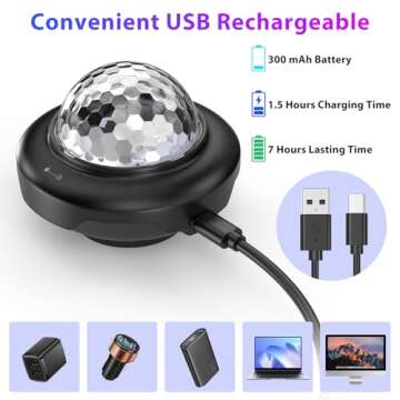 Rechargeable Disco Ball Party Lights - 2pcs with 6 Modes