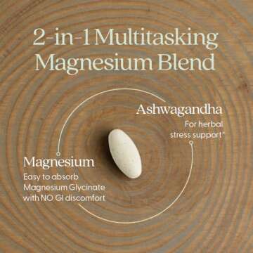 New Chapter Magnesium + Ashwagandha Supplement, 325 mg with Magnesium Glycinate, Calm & Relaxation, Muscle Recovery, Heart & Bone Health, 2.5x Absorption, Gluten Free, Non-GMO - 30 ct (1 Month Supply)