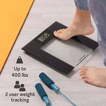 Health o Meter Glass Weight Tracking Digital Scale for Body Weight, Bathroom Scale, 2 Users, Accuracy & Precision, LCD Display, 400 lbs Capacity, Batteries Included