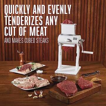 Weston Meat Tenderizer Tool & Heavy Duty Cuber, Quick and Easy Manual Operation For Cuts Up To 4.5” Wide x .75” Thick, Durable Aluminum Construction, Stainless Steel Blades, White (07-3101-W-A)