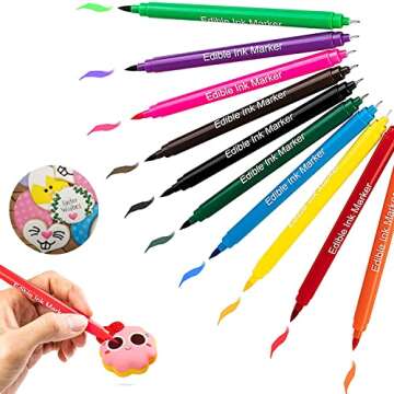 Edible Markers, Edible Markers for Cookies Food Coloring Pens, Food Decorating Pens, Fine and Thick Tip Food Grade Gourmet Writers for DIY Fondant Cakes Baking Party Decorating Drawing Writing (New 10PCS)