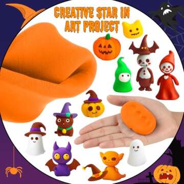 CL FUN Halloween Play Dough Sets for Kids, Playdough Bulk Pack Classroom Play Clay Tools Accessories Set with Molds, Rolling Pins, Cutters Pumpkin Craft Halloween Crafts for Kids Ages 4-8