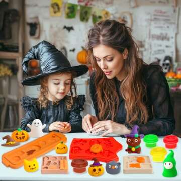 CL FUN Halloween Play Dough Sets for Kids, Playdough Bulk Pack Classroom Play Clay Tools Accessories Set with Molds, Rolling Pins, Cutters Pumpkin Craft Halloween Crafts for Kids Ages 4-8