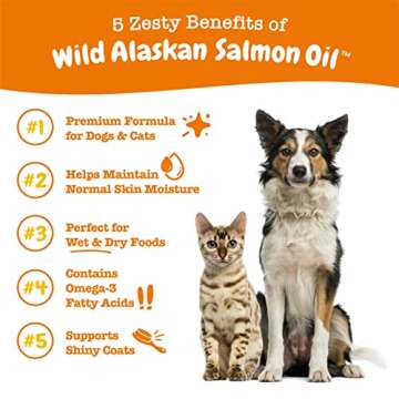 Wild Alaskan Salmon Oil Formula for Dogs & Cats - Omega 3 Skin & Coat Support - Liquid Food Supplement for Pets - Natural EPA + DHA Fatty Acids for Joint Function, Immune & Heart Health 32oz