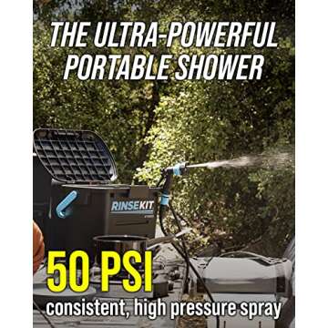 Rinse Kit PRO Portable Shower 3.5 Gal, High Pressure, Battery Powered, 6 Month Battery Life, On-The-Go Power, Heating Options Available, Easily Portable, Perfect for Camping, Beach, Van Life and More