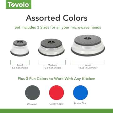 Tovolo Microwave Splatter Cover for Food, Medium (Charcoal) - Collapsible & Vented Silicone Splatter Guard Lid - Microwave Plate & Dish Cover with Handle - BPA-Free Kitchen Gadget for Meal Prep