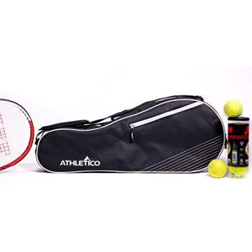 Athletico 3 Racquet Tennis Bag | Padded to Protect Rackets & Lightweight | Professional or Beginner Tennis Players | Unisex Design for Men, Women, Youth and Adults (Black)