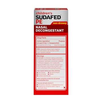 Sudafed Children's PE Nasal Decongestant, Liquid Cold Relief Medicine with Phenylephrine HCl, Alcohol Free and Sugar-Free, Berry-Flavored, 4 fl. oz