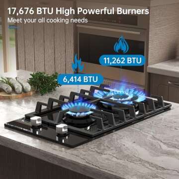 Amzgachfktch Gas Cooktop 2 Burner Propane Cooktop, 12 Inch Gas Stove Top with Thermocouple Protection, LPG/NG Dual Fuel Built-in Tempered Glass Gas Stove for Apartment, Indoor, RV