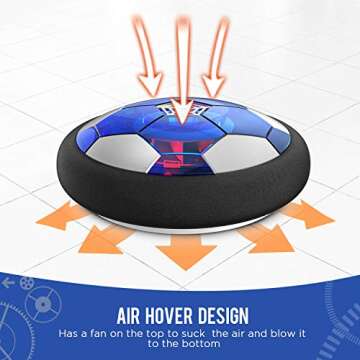 Hover Soccer Ball Kids Toy - Rechargeable 2 Goals and Inflatable Ball,Indoor Floating Soccer with LED Light and Safe Bumper,Gifts for Age 3 4 5 6 7 8 9 10 Years Old Boys Girls(No AA Batteries Needed)