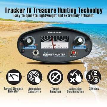 Bounty Hunter TK4 Tracker IV Metal Detector with Waterproof 8-Inch Coil, Versatile Detection Modes, Durable Construction, and Easy-to-Use Controls for All-Terrain Treasure Hunting Adventures