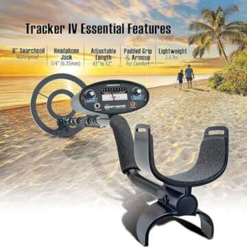 Bounty Hunter TK4 Tracker IV Metal Detector with Waterproof 8-Inch Coil, Versatile Detection Modes, Durable Construction, and Easy-to-Use Controls for All-Terrain Treasure Hunting Adventures