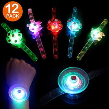 12 Pack LED Light up Bracelet Fidget Toys, Party Favors for Kids 4-8 8-12, Glow in The Dark Birthday Party Supplies Gifts, Pinata Goodie Bags Stuffers for kids, Toys for Classroom Valentines Day Gifts