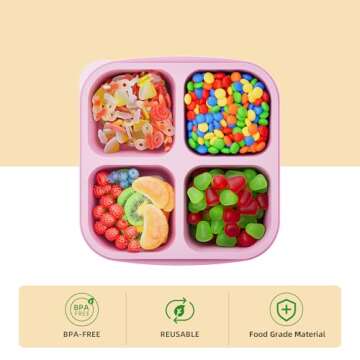 KEMETHY 6 Pcs Divided Bento Snack Containers