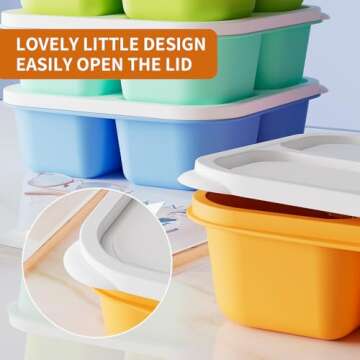 KEMETHY 6 Pcs Divided Bento Snack Containers