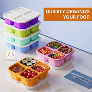 KEMETHY 6 Pcs Divided Bento Snack Containers