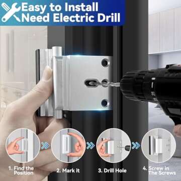 Door Reinforcement Lock Withstands 800lbs of Force - White Extra Child Proof Door Lock with 8 Screws Prevents Unauthorized Entry,Add a Door Security Lock for Home Safety & Privacy