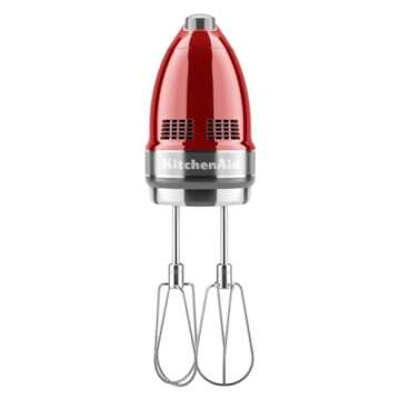 KitchenAid 9-Speed Digital Hand Mixer with Turbo Beater II Accessories and Pro Whisk - Candy Apple Red