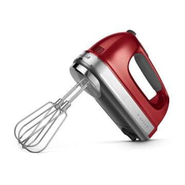 KitchenAid 9-Speed Digital Hand Mixer with Turbo Beater II Accessories and Pro Whisk - Candy Apple Red