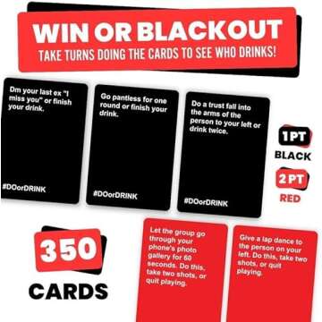 Do or Drink Drinking Card Games for Adults - Fun Adult Games for Game Night & Parties - 21st Birthday Gift & Bachelorette Party Games with 350 Cards & 175 Challenges That Will Get You Drinking