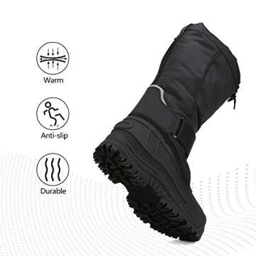 NORTIV 8 Men's Waterproof Hiking Winter Snow Boots Insulated Fur Liner Lightweight Outdoor Tall Boots,Size 6,Black,QUEBEC-M