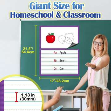 Aizweb Giant Magnetic Draw & Write Paper,Dry Erase Handwriting Lined Paper for Classroom Whiteboard Accessories, Writing Chart Paper Teacher Must Have Homeschool Teaching Supplies,Teacher Essential