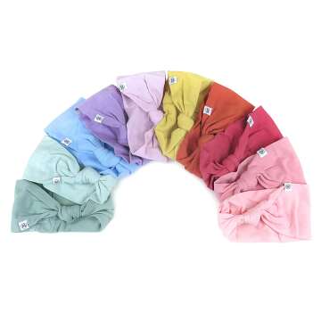 HonestBaby Girls' Organic Cotton Knotted Headbands Multi-Pack, 10-Pack Rainbow Gems Pinks, Small
