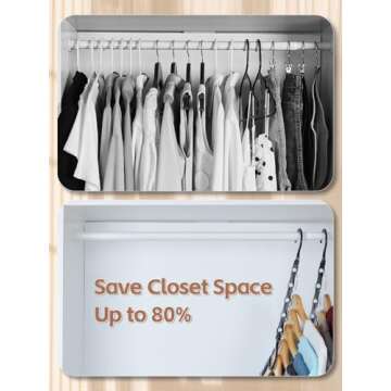 HOUSE DAY Black Magic Space Saving Hangers, Premium Smart Hanger Hooks, Sturdy Cascading Hangers with 5 Holes for Heavy Clothes, Closet Organizers and Storage, College Dorm Room Essentials 10 Pack