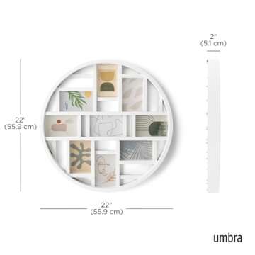 Umbra Luna Collage Picture Frame Holds Nine 4x6" Photos, Large 22-Inch Diameter, White