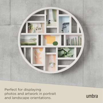 Umbra Luna Collage Picture Frame Holds Nine 4x6" Photos, Large 22-Inch Diameter, White