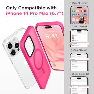 GONEZ Magnetic for iPhone 14 Pro Max Case,Compatible with MagSafe,[2 Screen Protector & 2 Camera Cover][Anti-Fingerprint] Slim Translucent Matte Back Shockproof Phone Protective Case(Hot Pink)