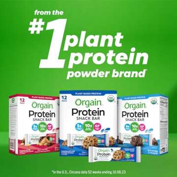 Orgain Organic Vegan Protein Bars, Peanut Butter - 10g Plant Based Protein, Low Calorie Healthy Snacks, No Lactose or Soy Ingredients, Gluten Free, Non-GMO - 1.41 Oz (Pack of 12)