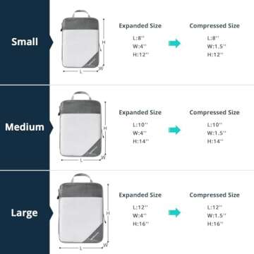 NICOSHOW 6 Set Compression Packing Cubes, Packing Cubes for Travel Compression, Compressible Packing Cubes Travel Essentials, Packing Organizers for Carry-on Luggage Suitcase, Grey