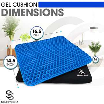 SelectSoma Gel Seat Cushion for Long Sitting Pressure Relief for Back, Sciatica, Coccyx, Tailbone Pain - Cushion for Office Chair, Wheelchair, Car & Truck, Patio Chairs - Egg Seat Pad