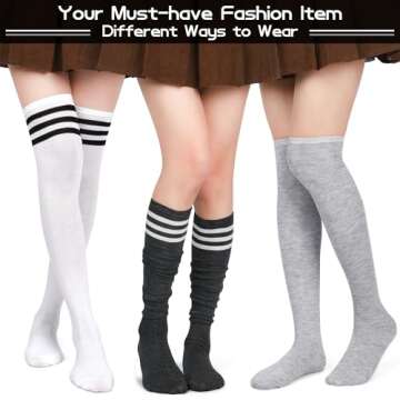 Aneco 6 Pairs Thigh Socks for Women - Cosplay & Warmth