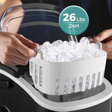 Portable Ice Maker - 26Lbs/Day, Self-Cleaning