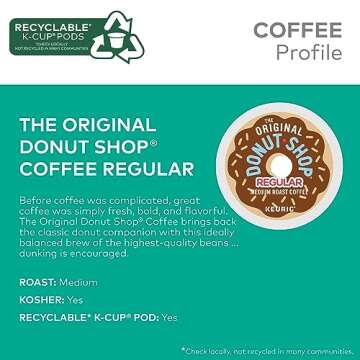 The Original Donut Shop Regular Keurig Single-Serve K-Cup Pods, Medium Roast Coffee, 12 Count (Pack of 6), Total 72 Count