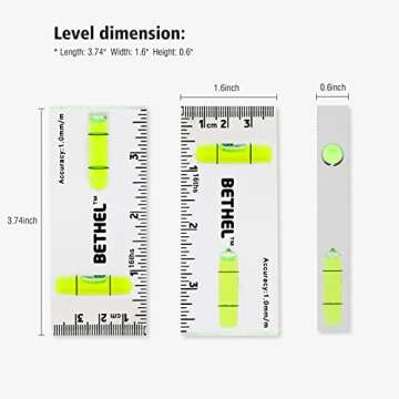 BETHEL Small Level Mini Bubble Level 90°/180°Spirit Level Shatterproof Cross Check Pocket Level Picture Hanging Levels Mark Measuring Instruments Layout Tools (95×40×15(MM))