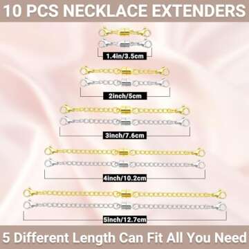 OHINGLT Necklace Extender Magnetic Clasps Chain Extenders for Necklaces,Gold and Silver Magnetic Necklace Clasps and Closures with Bracelet Extender Necklace Extension