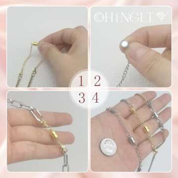 OHINGLT Necklace Extender Magnetic Clasps Chain Extenders for Necklaces,Gold and Silver Magnetic Necklace Clasps and Closures with Bracelet Extender Necklace Extension