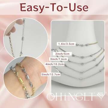 OHINGLT Necklace Extender Magnetic Clasps Chain Extenders for Necklaces,Gold and Silver Magnetic Necklace Clasps and Closures with Bracelet Extender Necklace Extension