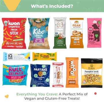 Vegan Gluten-Free Snack Gift Box: Variety of Delicious and Tasty Vegan Candy, Chips, Protein Bars, Cookies - Ideal Gift for Kids, Women, Men, Families and Holidays