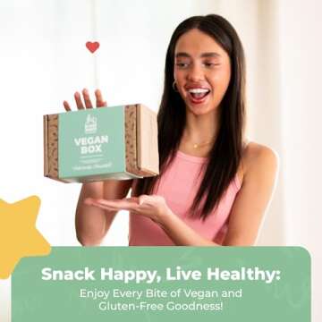 Vegan Gluten-Free Snack Gift Box: Variety of Delicious and Tasty Vegan Candy, Chips, Protein Bars, Cookies - Ideal Gift for Kids, Women, Men, Families and Holidays