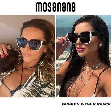 mosanana Square Cat Eye Sunglasses for Women Trendy Black Gold Cateye Rectangle Cool 90s Cute Funky Fashion 2022 Ladies 70s Retro Vintage Youth Chunky Baddie Stylish Sharp Pointed Unique 80s COCO