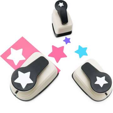 Star Hole Punch, Star Punch, Star Paper Punch, Star Hole Puncher, Star Puncher for Crafts, Star Lever Punch, 1 inch Craft Punch, 5/8 inch Hole Punch Shape, 3/8 inch Paper Punch for Crafting