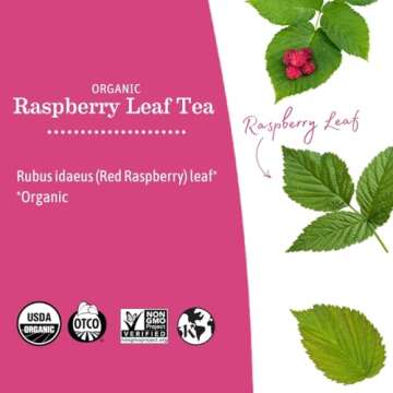 Earth Mama Organic Raspberry Leaf Tea Bags | Labor Tonic & Menstrual Support Herbal Tea, Red Raspberry Leaf Tea for Pregnancy & Postpartum Care Recovery, Caffeine Free Tea, Non GMO, (16-Teabags, 2-Pk)