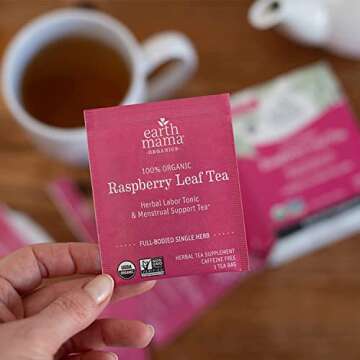 Earth Mama Organic Raspberry Leaf Tea Bags | Labor Tonic & Menstrual Support Herbal Tea, Red Raspberry Leaf Tea for Pregnancy & Postpartum Care Recovery, Caffeine Free Tea, Non GMO, (16-Teabags, 2-Pk)